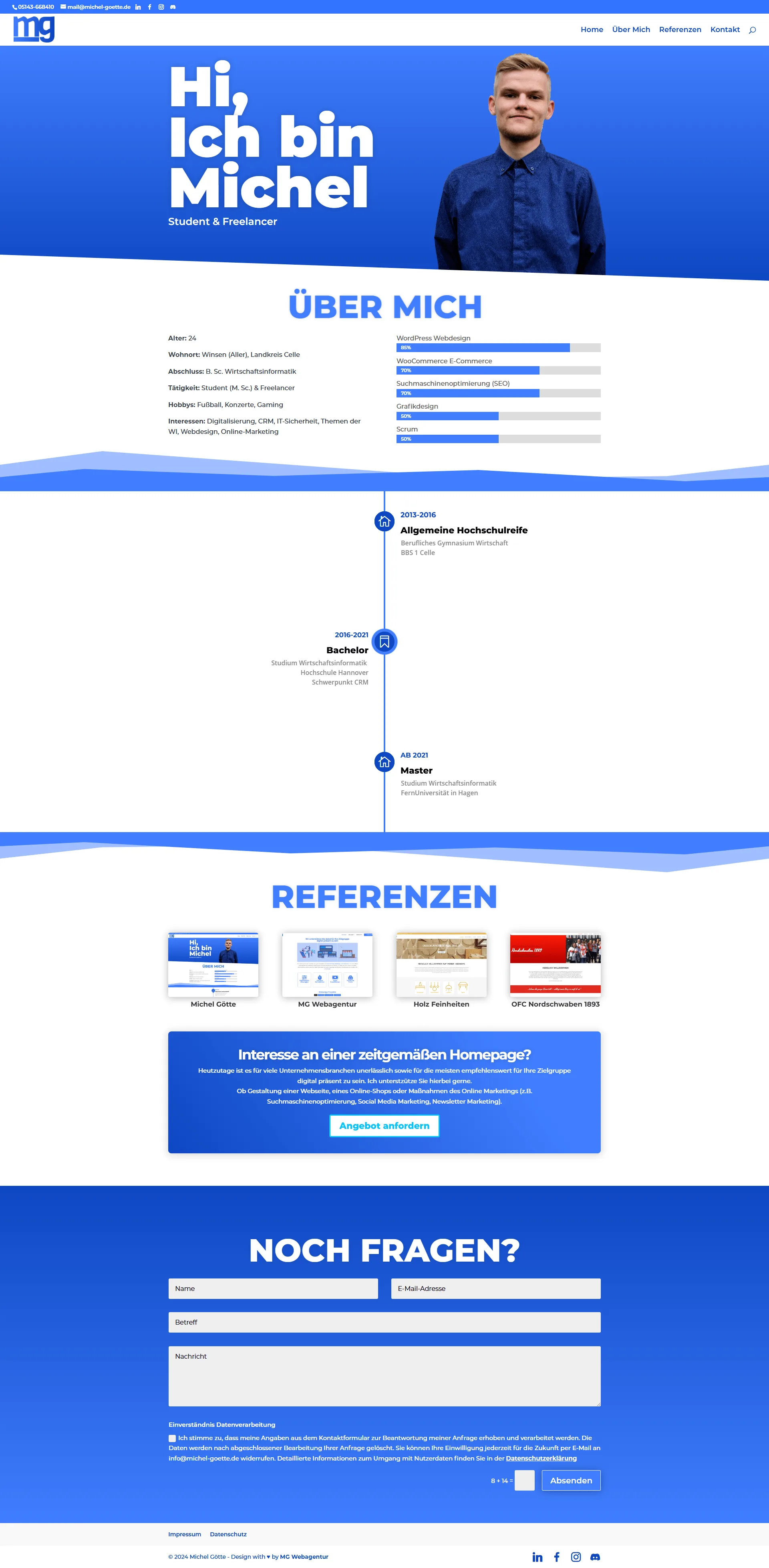 Kundenreferenz Michel Götte Screenshot Homepage der Kundenreferenz Michel Götte